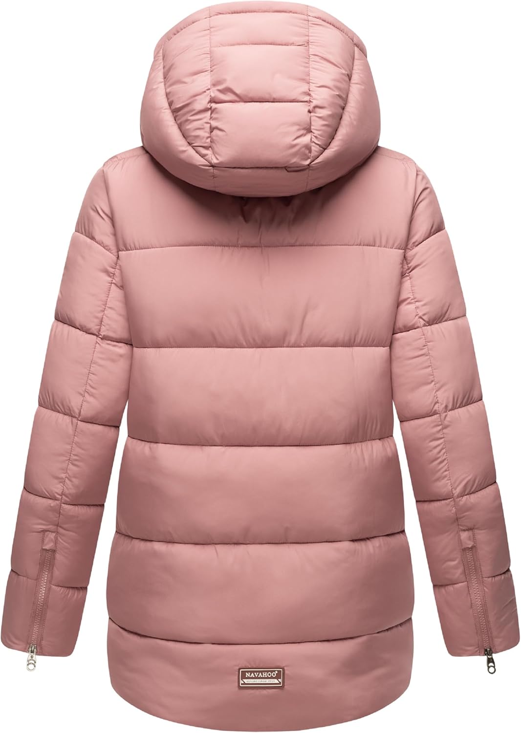 Navahoo Damen Kurze Winterjacke Steppjacke warm mit Abnehmbarer Kapuze aus recycelten Materialien Wa