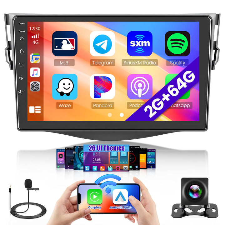Hikity 2G 64G Android 15 Autoradio Für Toyota RAV4 2007-2011 mit Wireless Carplay Android Auto,9 Zol