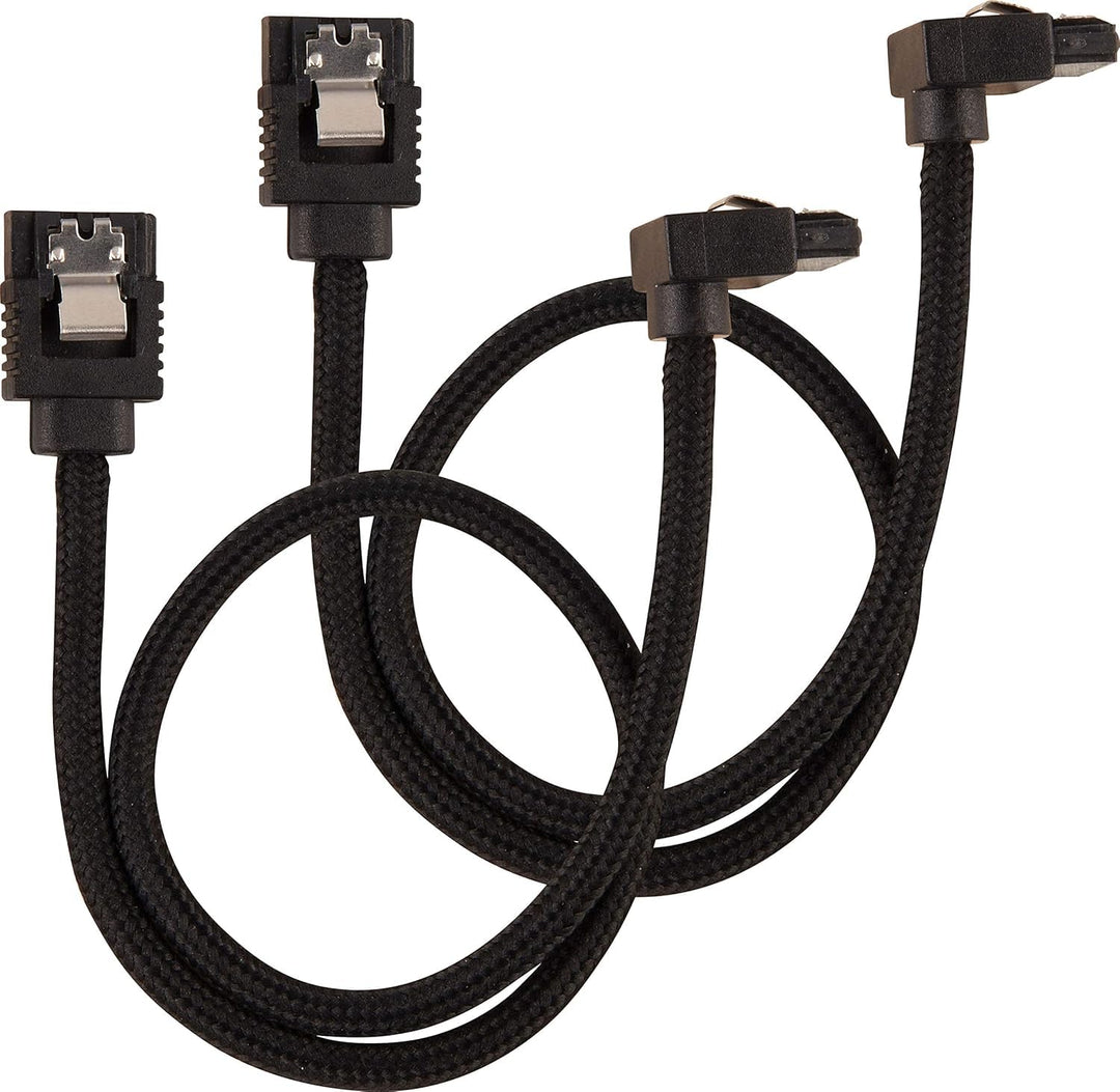 Corsair Premium Sleeved SATA 3 Kabel gewinkelt/gerade (6Gbps, 30 cm 90°) Schwarz SATA 30cm 90° Schwa