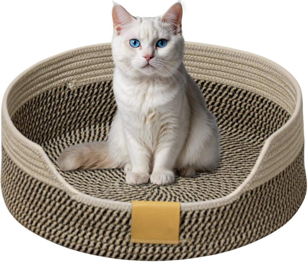 CAPASTEC Gewebtes Katzenbett, 40 cm Durchmesser Faltbarer Korb-Nistplatz, Atmungsaktives Haustier-Li
