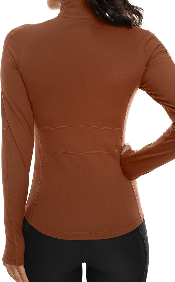 VUTRU Damen Laufjacke Hoher Kragen Leicht Sportjacke Langarm Yoga Shirt Fitness Jacke Atmungsaktive
