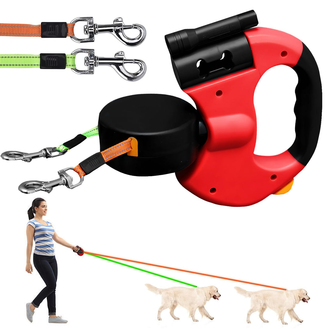 Einziehbare Hundeleine, 300CM Rollleine Hundeleines, Doppelköpfe Hundeleines, 360° Drehbare Leine Hu