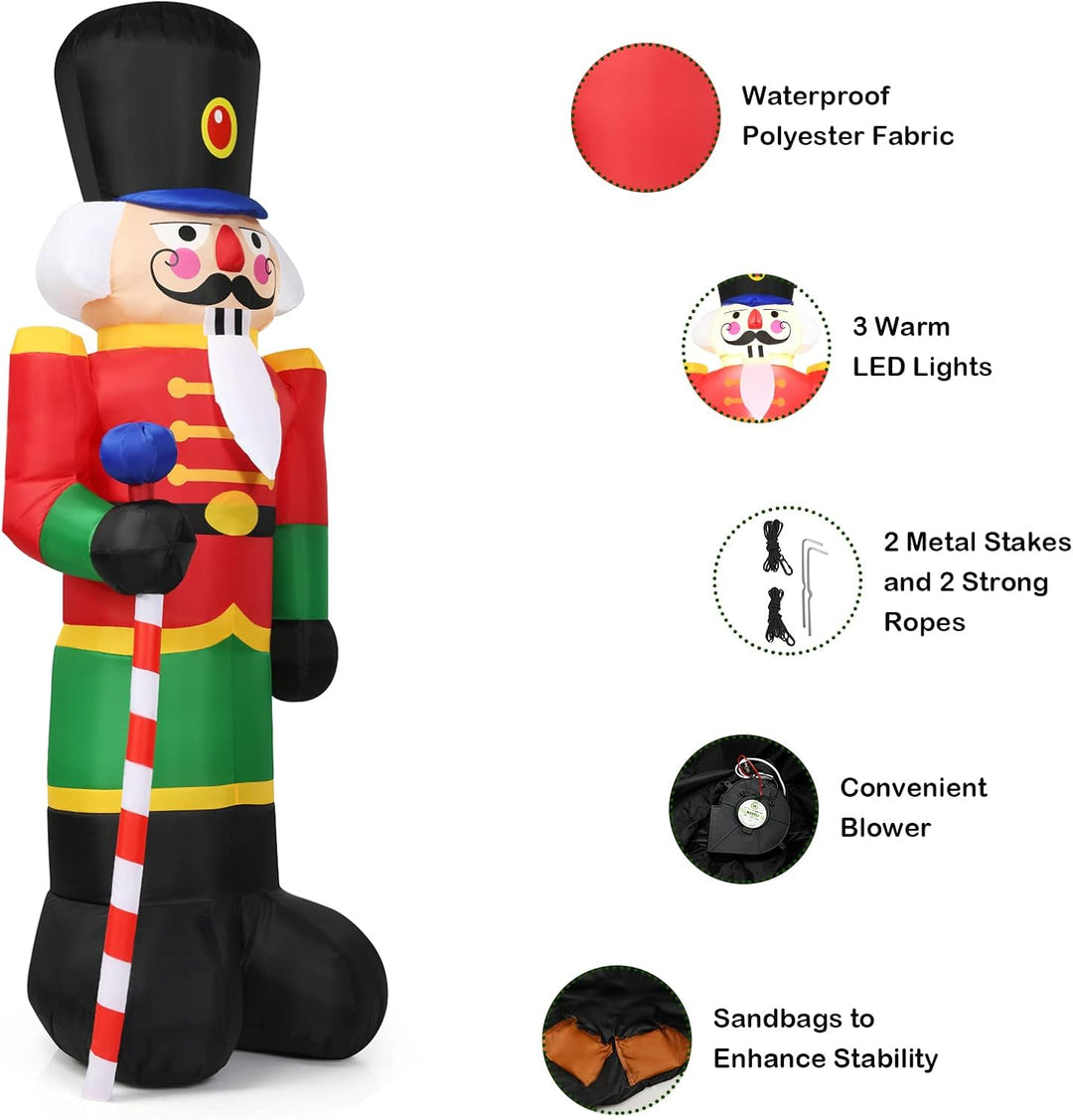 LIFEZEAL Aufblasbare Nussknacker Soldat für Weihnachten, 240cm Weihnachtsdeko mit LED-Beleuchtung, A
