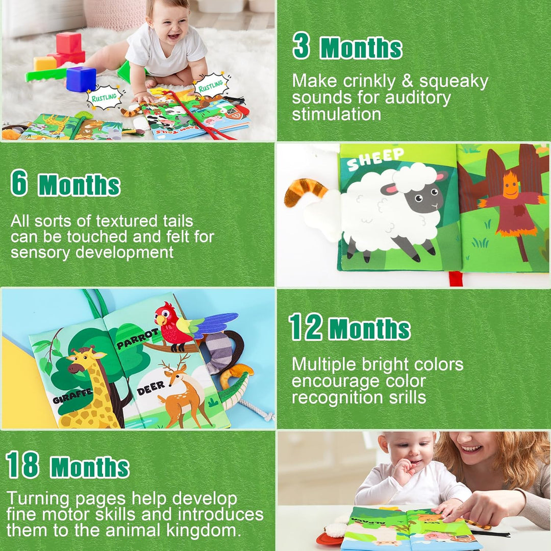 BBWOO Baby Spielzeug 0 3 6 Monate,Babybuch Quiet Book knisterbuch stoffbuch fühlbuch Baby Buch Kinde