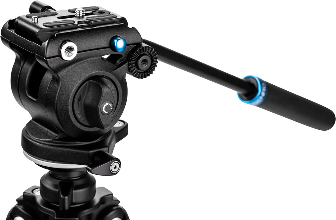 Benro S2 PRO Flat Base Fluid Video Head, 5.5 lb Max, 1/4"-20 Accessory Mounts, 3/8"-16 Head Mount, w