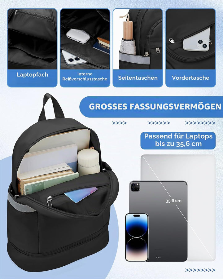 SZLX Sportrucksack für Frauen mit Schuhfach und Nasstasche Faltbarer Handgepäckrucksack Grosser Reis