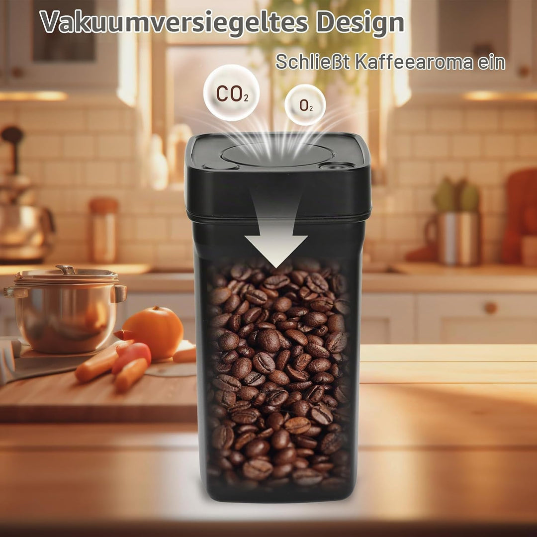 Romon Kaffeedose Luftdicht, 1.2L Edelstahl Vakuum Kaffeebohnen Behälter, Aufbewahrungsdose mit Dicht