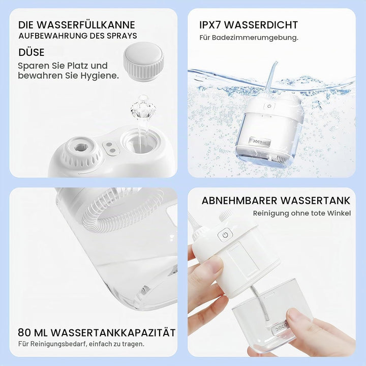 Mini Tragbare Munddusche Testsieger, Klein Elektrische Munddusche Reise Kabellos Mobil, Waterflosser