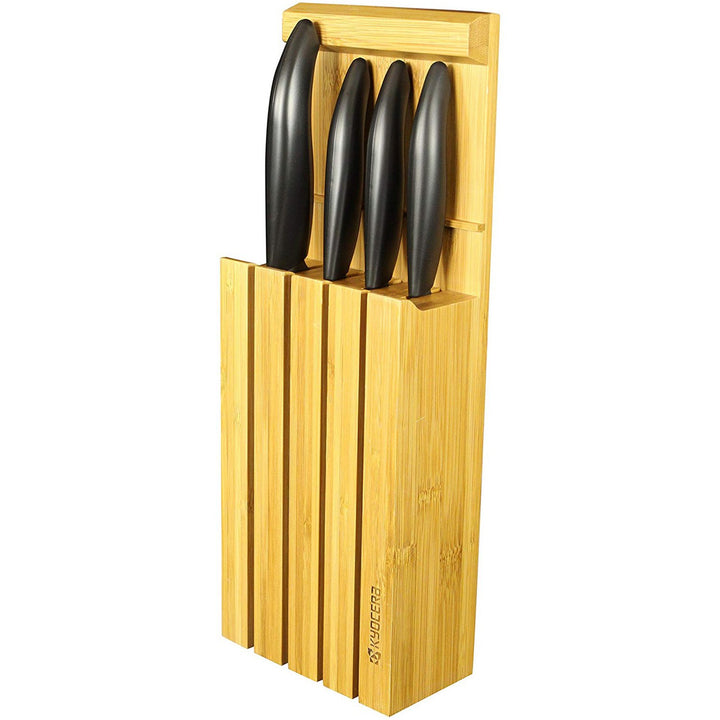 KYOCERA Bamboo Block mit 4 GEN Black Messern Messerblock, Bambusholz, Keramik, Kunststoff, Bambus Ho