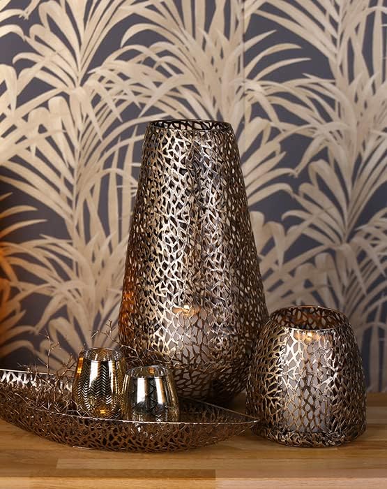 Casablanca Boden-Windlicht Purley ant.Gold Höhe 46 cm Goldfarben, Höhe 46 cm Goldfarben
