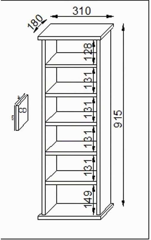 VCM Holz CD DVD Stand Regal Schrank Aufbewahrung Standregal Ständer Vostan Kern-Nussbaum, Kern-nussb