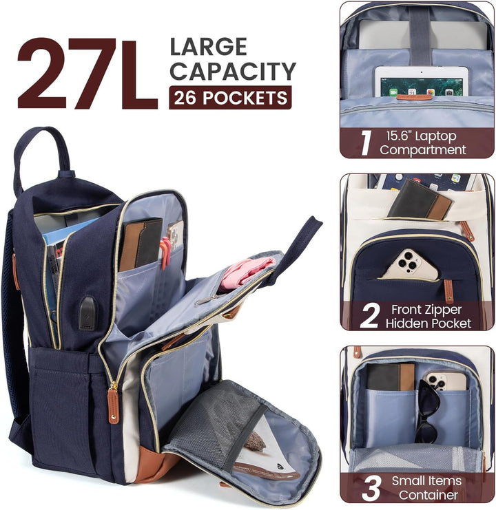 LOVEVOOK Rucksack Damen Laptop Rucksack 15.6 Zoll Schulrucksack Mädchen Teenager Wasserdicht Schulta