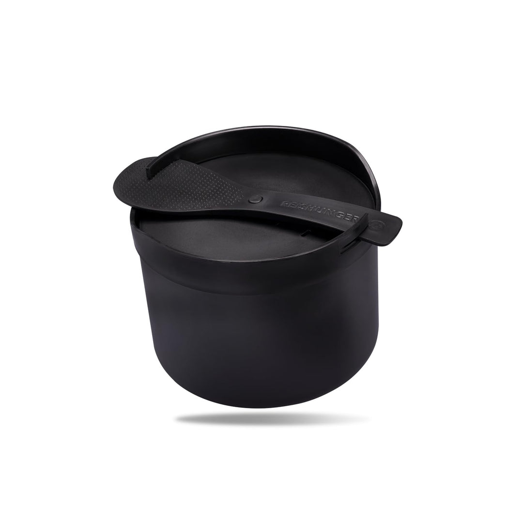 REISHUNGER Mikrowellen Reiskocher (1,7 l) - schwarz - Für perfekt gegarten Reis in nur 12 Minuten -