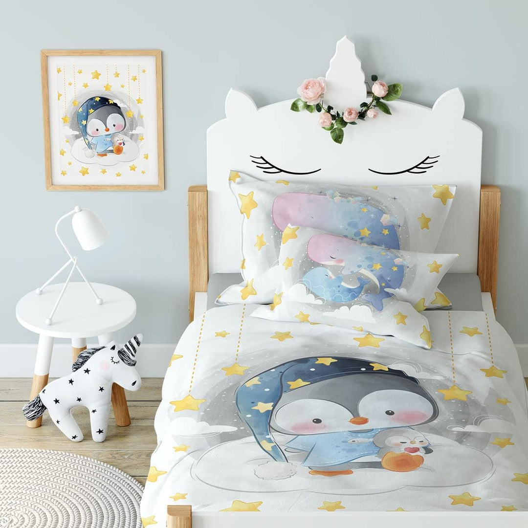 Kinderbettwäsche 100x135 cm aus 100% Baumwolle Weiche & Farbenfrohe | Baby Bettwäsche Set Perfekt fü