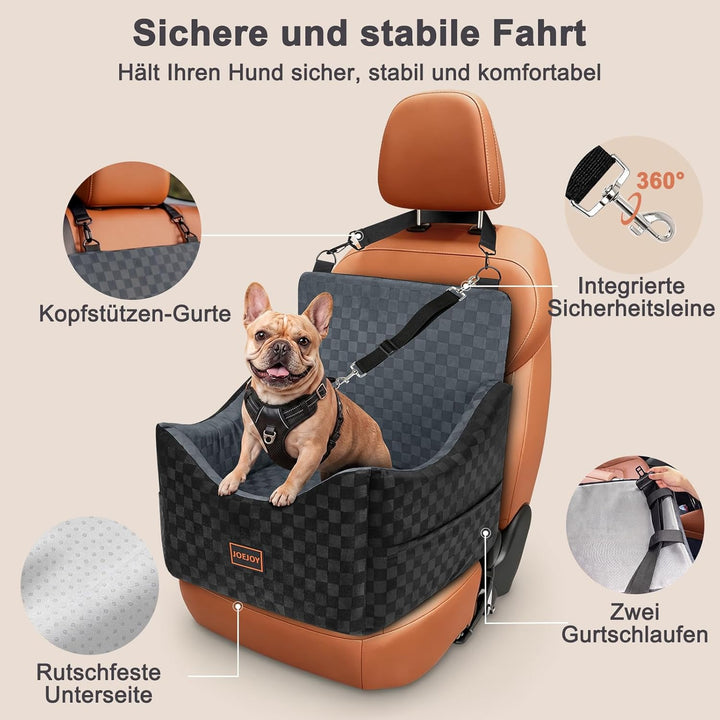 JOEJOY Hunde Autositz für kleine bis mittlere Hunde, Waschbarer Hundesitz Auto mit Aufbewahrungstasc