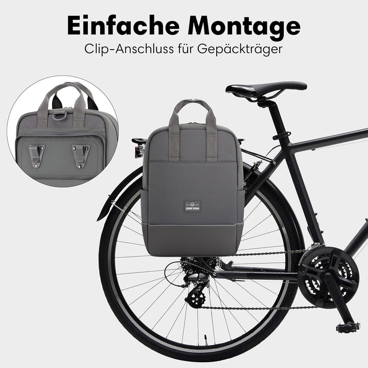 Johnny Urban Fahrradtaschen für Gepäckträger Damen &amp; Herren Dunkelgrau - Jona Medium Bike - 2 in 1 F