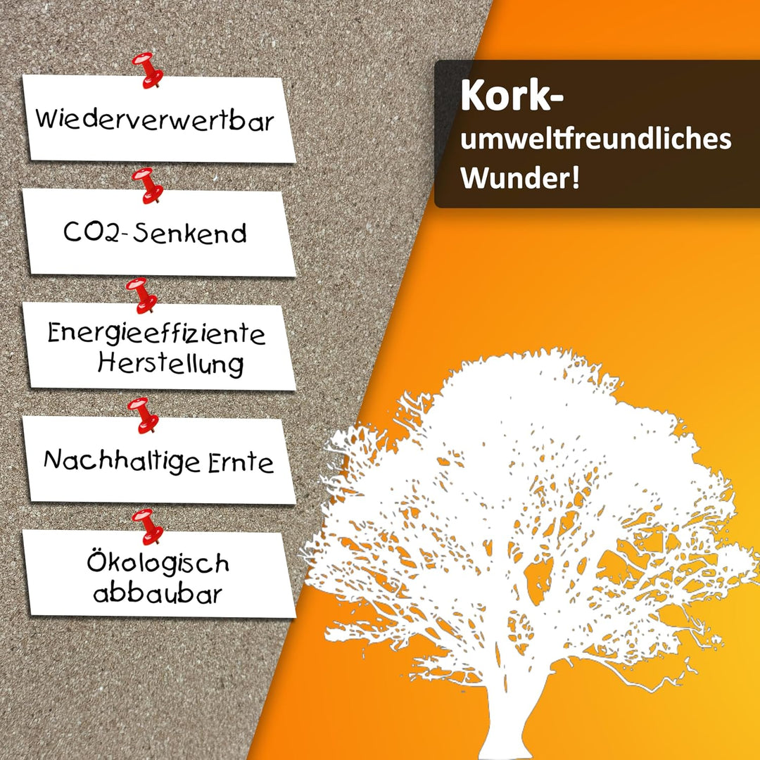 TRECOR Pinnwand Korkplatte Format: 1000 x 500 mm - Stärken: 2-20 mm - hochwertige Korkplatte - hoche