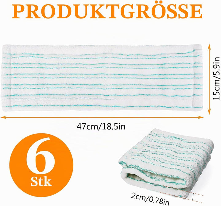 6 Stück Ersatz-Wischbezüge für Leifheit Profi XL Micro Duo / Profi XL Cotton Plus,Mikrofaser Wischbe
