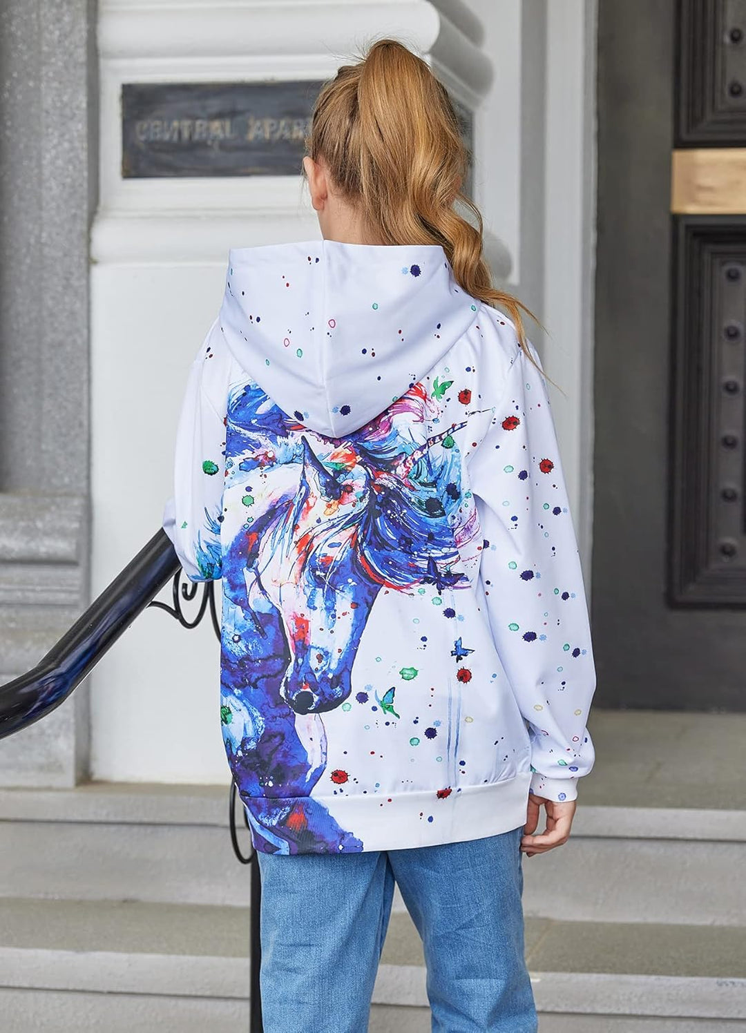 Fanient Kinder Junge Mädchen Hoodies 3D Drucken lebendige Tier Cartoon Grafik Sweatshirt Tasche Pull
