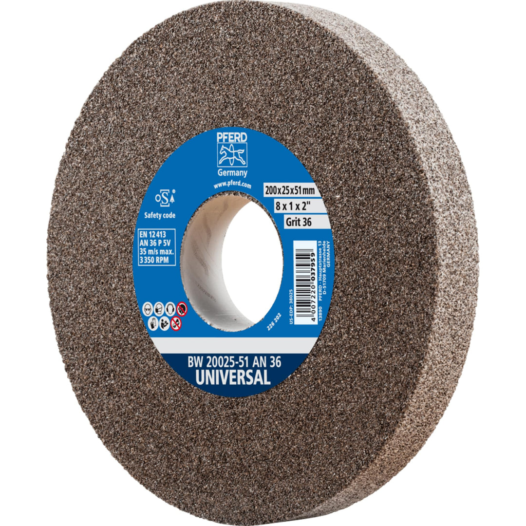 PFERD Schleifbockscheibe UNIVERSAL, 200x25x51mm, A36, 39009712 – Harte Schleifscheibe für universell