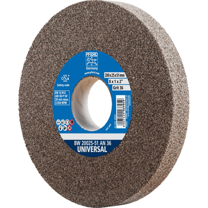 PFERD Schleifbockscheibe UNIVERSAL, 200x25x51mm, A36, 39009712 – Harte Schleifscheibe für universell