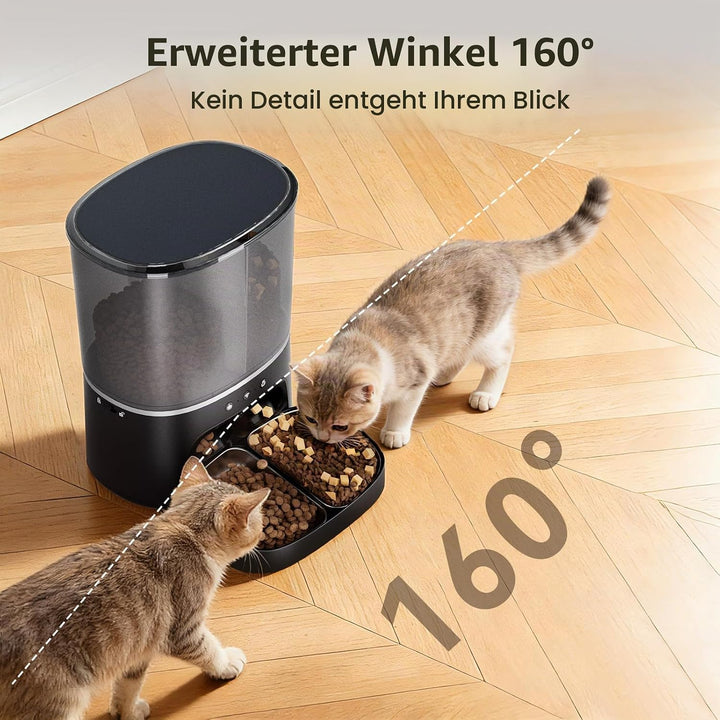 Futterautomat Katze, 2 Näpfe Katzenfutter automat mit APP, 7L Futterspender Katze, 5G WiFi Trockenfu