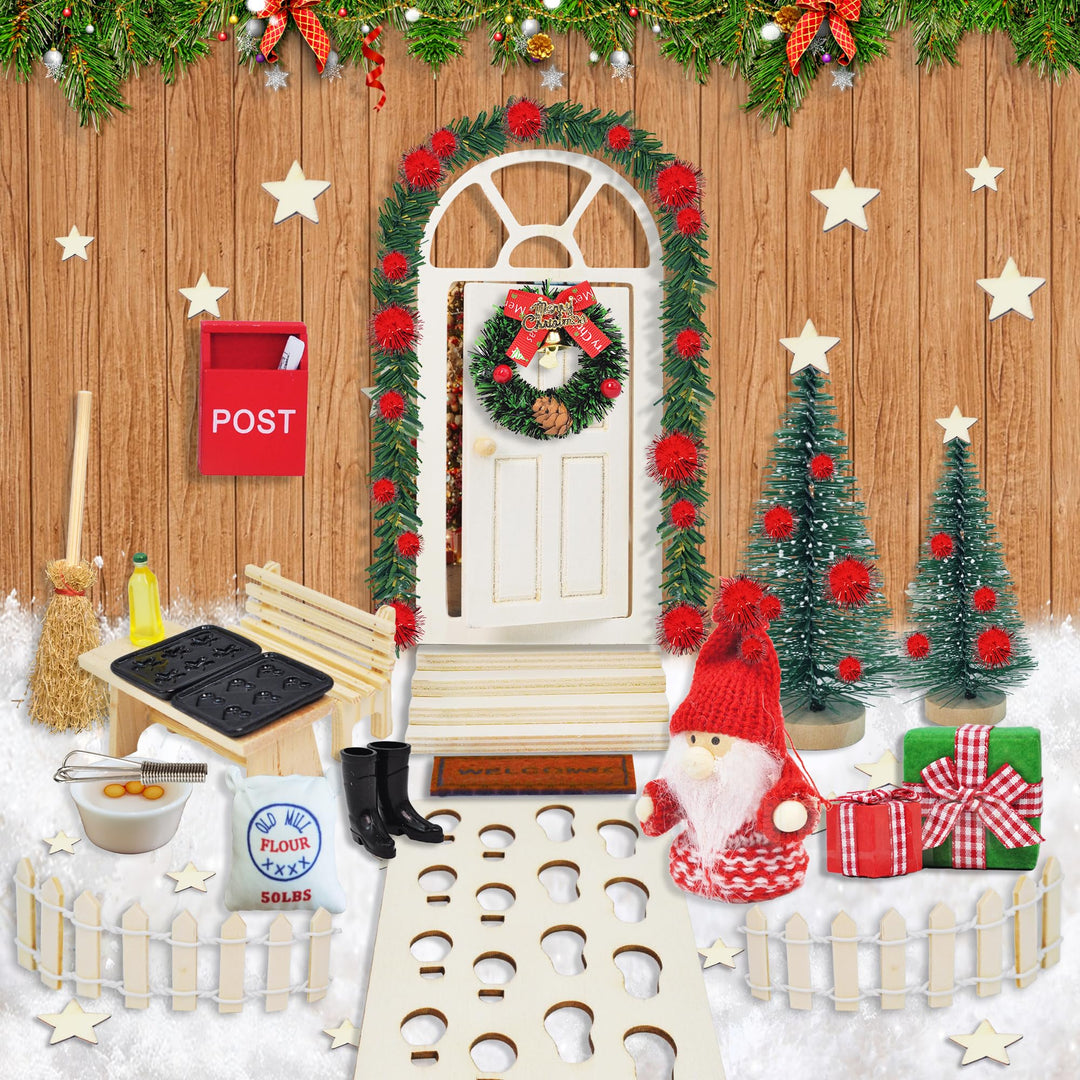 70 Stück Miniatur Wichtel Zubehör Weihnachten Set, Wichteltür Zubehör Komplettset Weihnachtswichtel