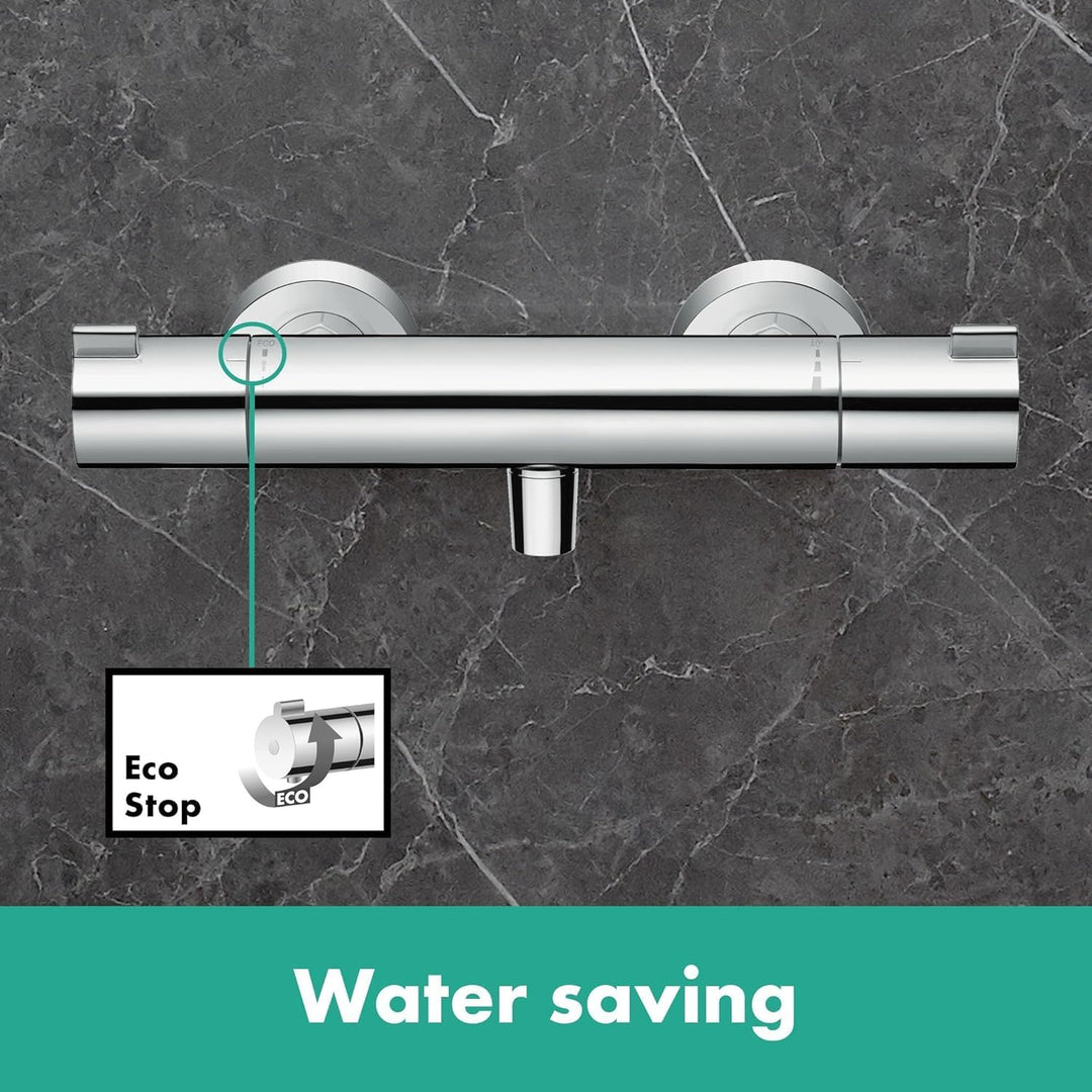 hansgrohe Ecostat - Duschthermostat Aufputz, Duscharmatur mit Sicherheitssperre (SafetyStop) bei 40°