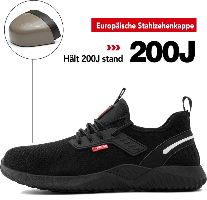 SUADEX Arbeitsschuhe Herren Sicherheitsschuhe Damen Leicht Atmungsaktiv Unisex Stahlkappenschuhe 37