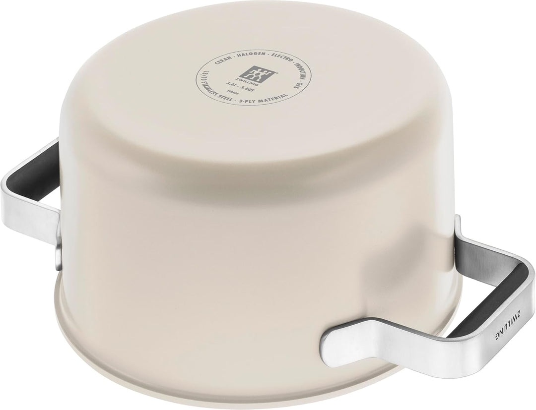 ZWILLING PURE Kochtopfset, 5-tlg, 18/10 Edelstahl, Keramik-Aussenbeschichtung, Stay-Cool-Griffe, Spü