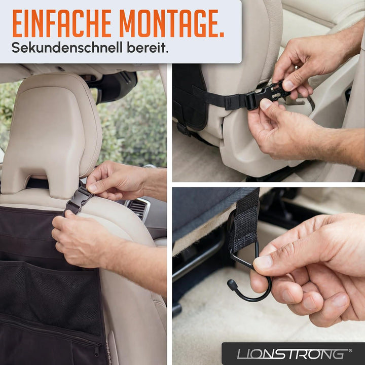 LIONSTRONG® Auto Organizer Kinder Rücksitz schwarz [WASSERDICHT] - Rückenlehnenschutz Auto Kinder un
