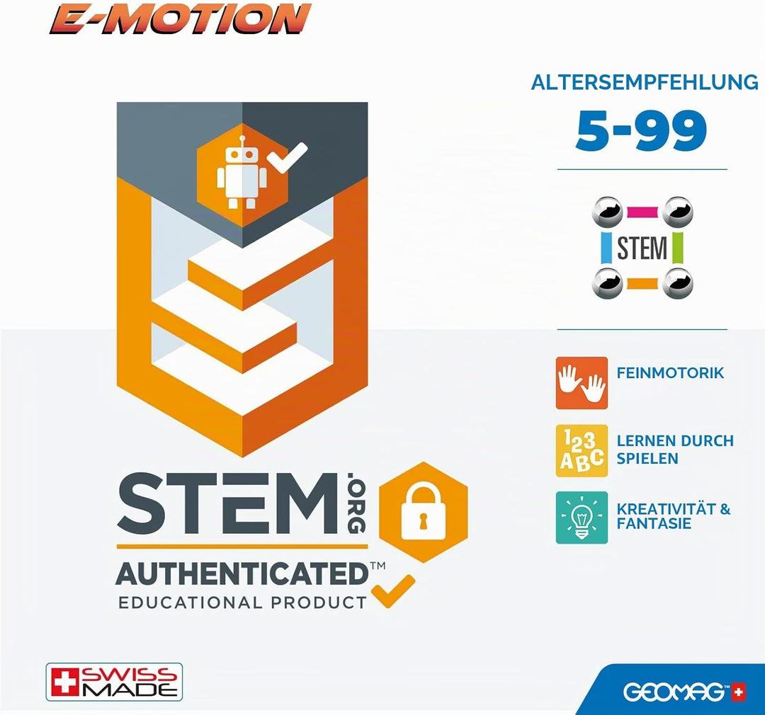 Geomag - E-Motion Panels - 32 Stück - Magnetische Konstruktionen Zum Kreisel Bauen Für Kinder Ab 5 J