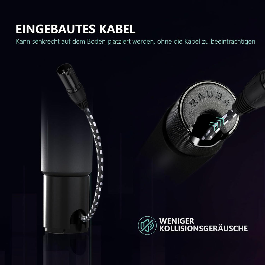 RAUBAY Mikrofon-Galgenarm, 3-teilig, ausziehbar, Handmikrofon-Galgenstange mit 1/4"- und 3/8"-Schrau