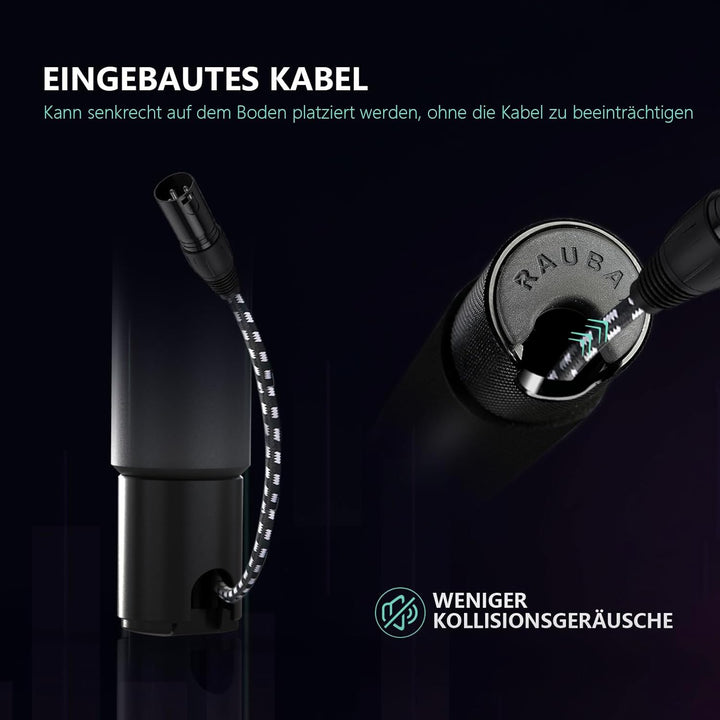 RAUBAY Mikrofon-Galgenarm, 3-teilig, ausziehbar, Handmikrofon-Galgenstange mit 1/4"- und 3/8"-Schrau