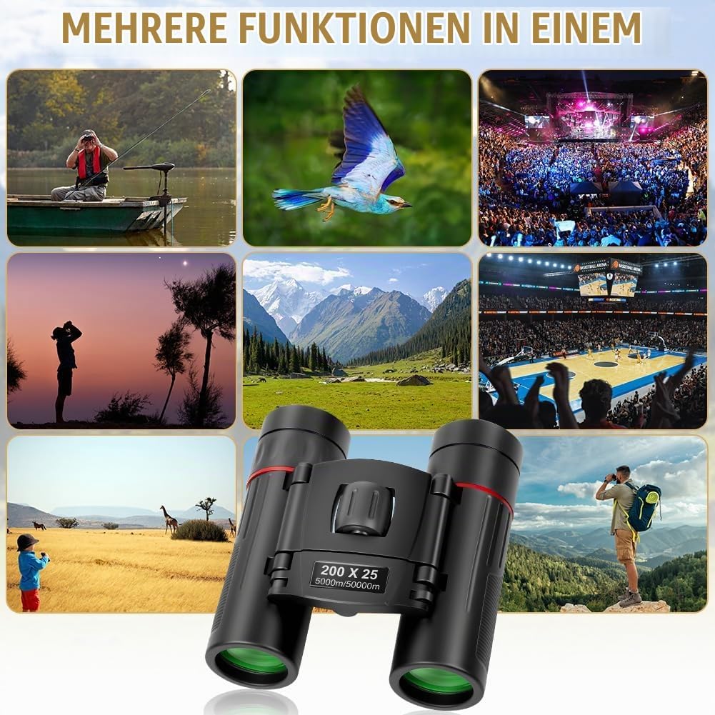 OFFCUP 200x25 Kompakt Fernglas für Erwachsene und Kinder, Ferngläser mit Tragetasche FaltbaresFeldst