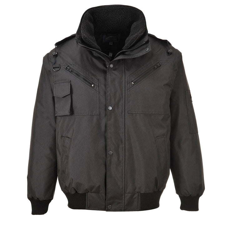 Portwest 4-in-1 Pilotjacke, Grösse: XXXL, Farbe: Schwarz, F465BKRXXXL 3XL Schwarz, 3XL Schwarz