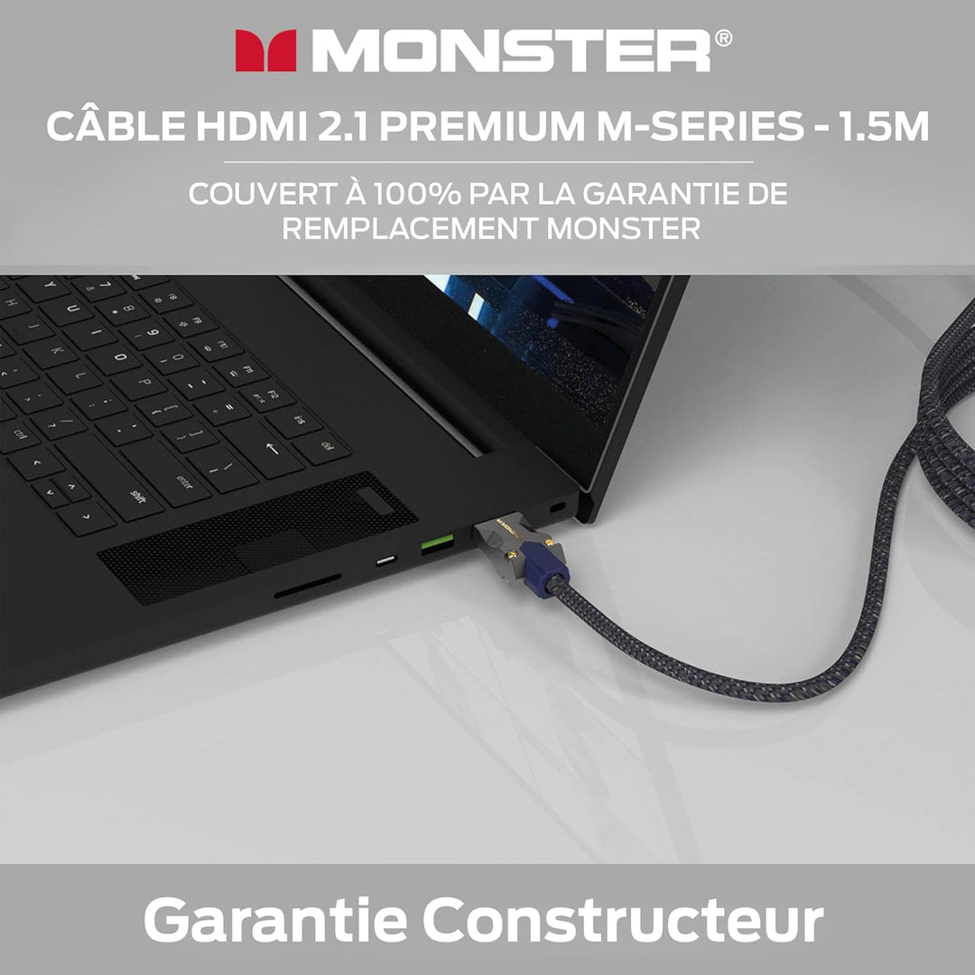 Monster M3000 HDMI Kabel 1,5m, HDMI 2.1 Kabel, HDMI-Kabel 8K, Ultra High Speed HDMI Kabel 48Gbps, 8K