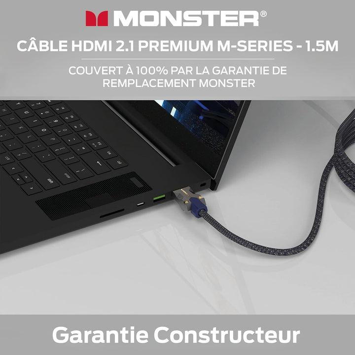 Monster M3000 HDMI Kabel 1,5m, HDMI 2.1 Kabel, HDMI-Kabel 8K, Ultra High Speed HDMI Kabel 48Gbps, 8K