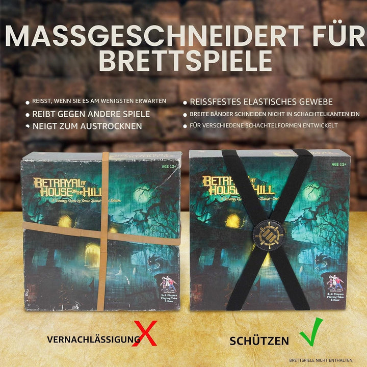 ENHANCE Brettspielbänder - Elastische Boxbänder Mit Haltbarem Strukturiertem Griff Für Brettspielbox