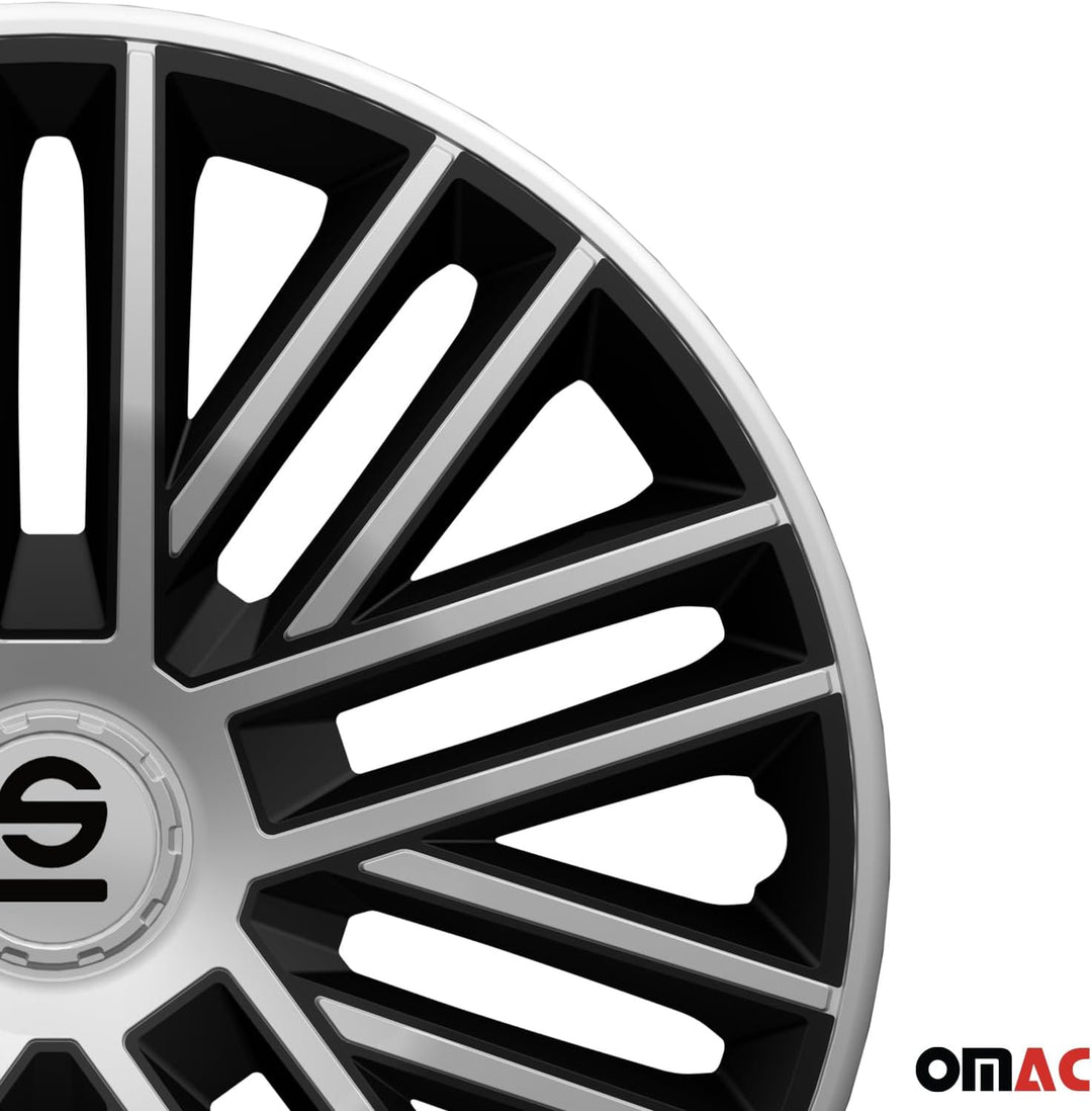 Sparco Radzierblenden Bergamo - 14-Zoll - Silber/Schwarz - Satz mit 4 Stück