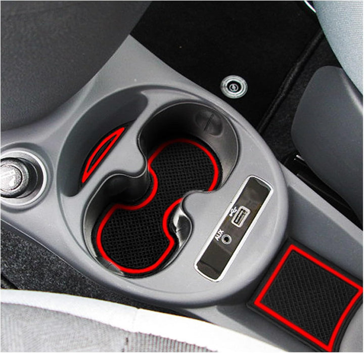 YEE PIN Gummimatten Innenraum Kompatibel mit FIAT 500 2016-2020 / Abarth 595 2017-2021 Interieur rut