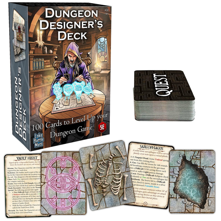 Loke Battlemats | Dungeon Designer's Deck | 100 Cards to Level Up Your Dungeon Game | RPG Accessoire