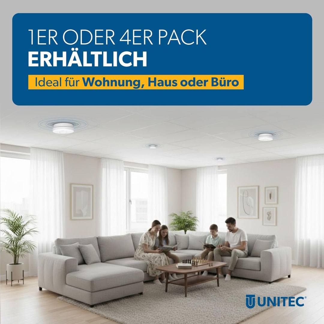 UNITEC Rauchwarnmelder TÜV geprüft, Rauchmelder, DIN EN 14604 Zertifiziert, Produktlebensdauer 10 Ja