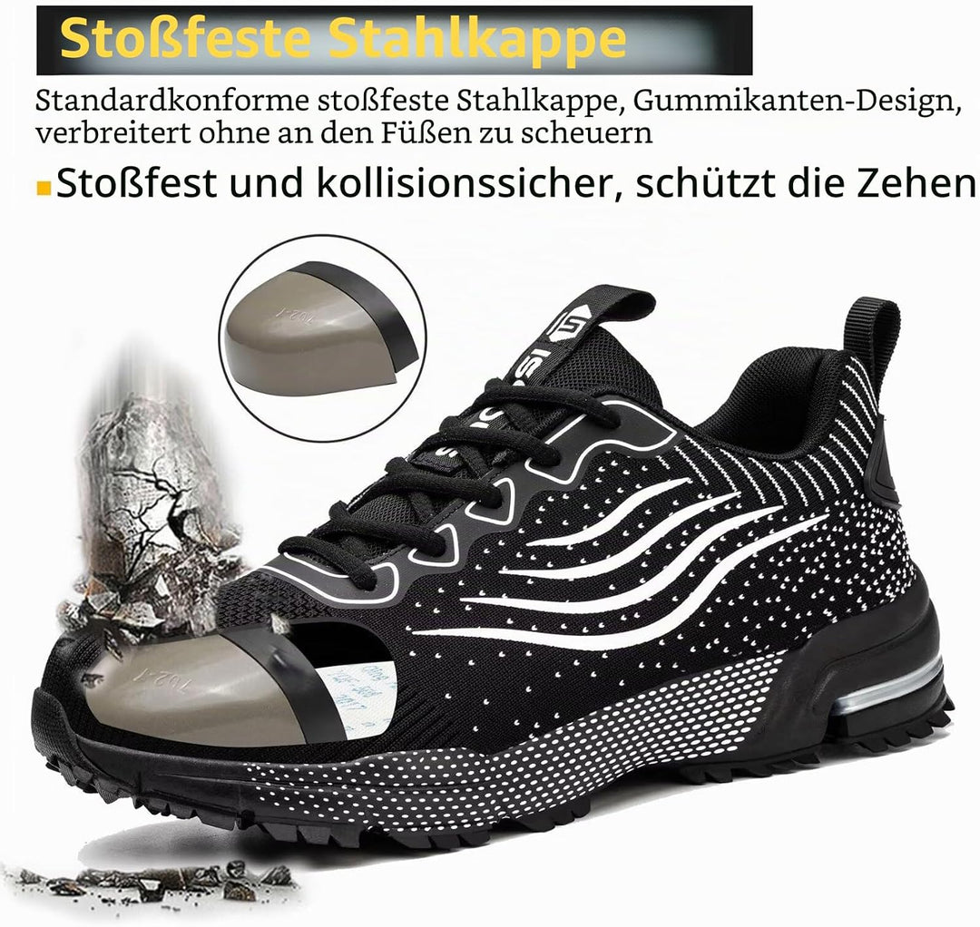 CYKYGGO Arbeitsschuhe Herren Sicherheitsschuhe Damen Leicht Sportlich Stahlkappe mit Dämpfung Stahlk