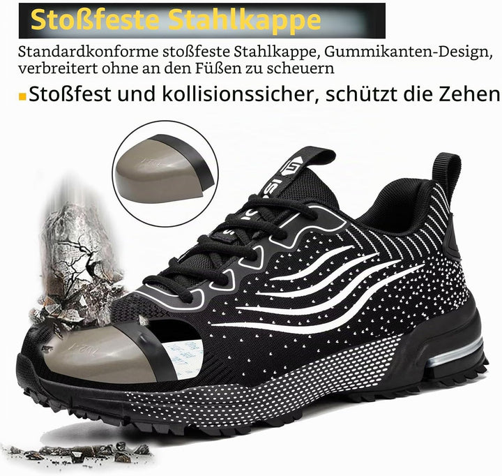 CYKYGGO Arbeitsschuhe Herren Sicherheitsschuhe Damen Leicht Sportlich Stahlkappe mit Dämpfung Stahlk