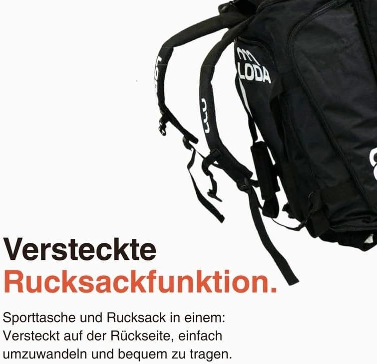 LODA - Trolley (75L) - Multifunktionale Sporttasche mit Rollen, Teleskopgriff & Rucksackfunktion - S