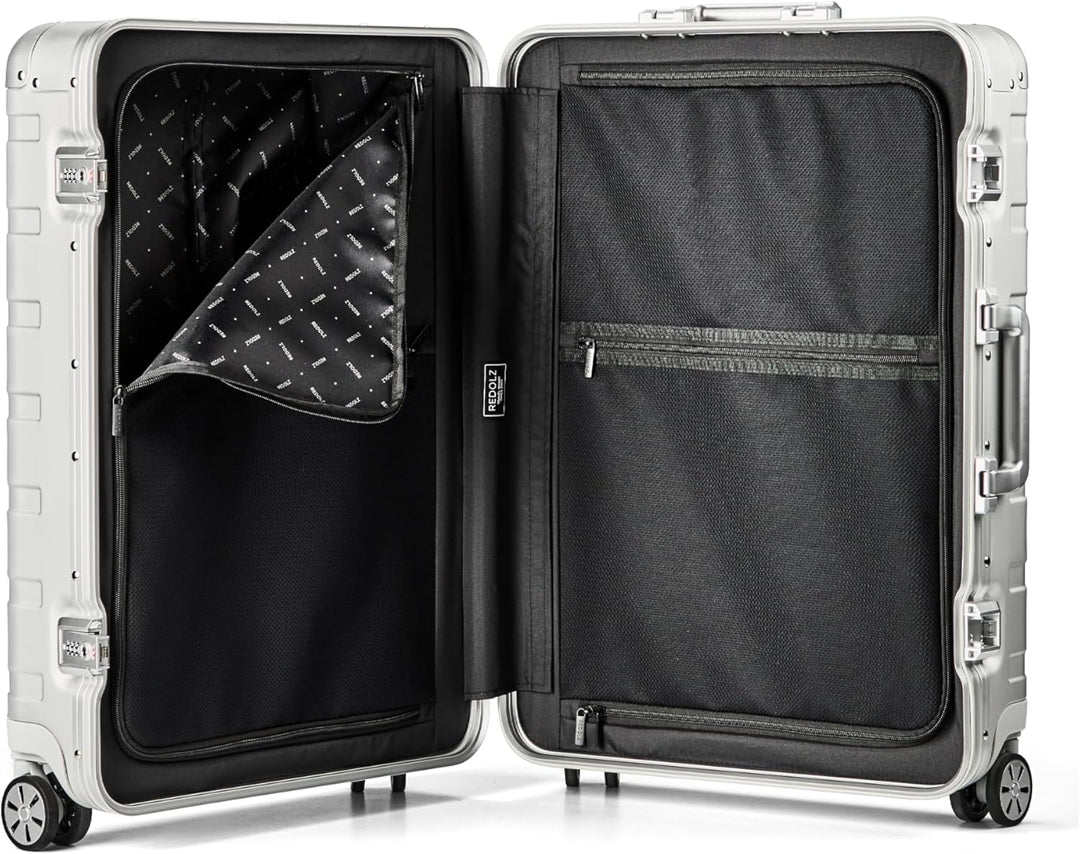 REDOLZ Pro Aluminium Koffer Set 2-teilig Handgepäck 55 cm + XL Reisekoffer 77 cm | Cabin & Check-In