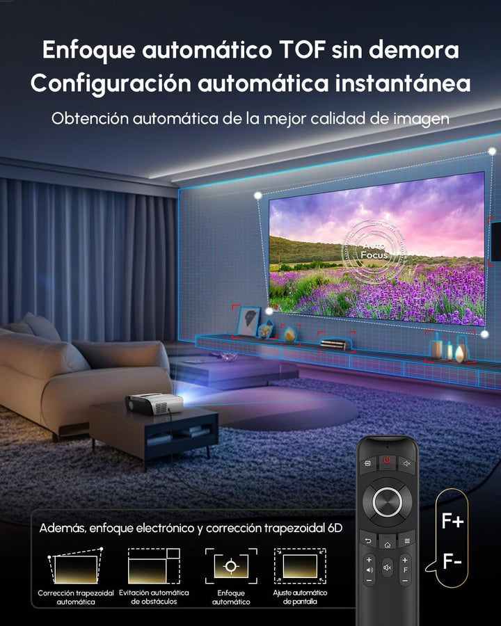 4K Autofokus Beamer Tageslicht UHD Film Gaming Projektor LED Smart Videoprojektor WiFi Bluetooth NFC