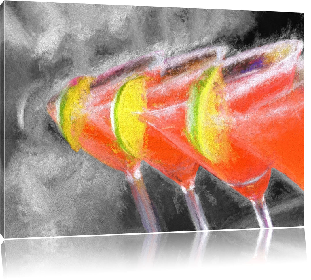 Frischer Sommercocktail, Bild auf Leinwand, XXL riesige Bilder fertig gerahmt mit Keilrahmen, Kunstd
