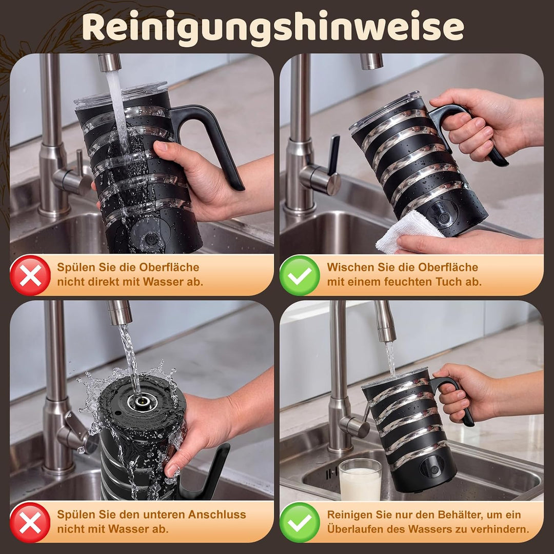 Electric Milk Frother 4-in-1 Milk Frother for Hot and Cold Milk Heating Non-Stick Coating Automatic